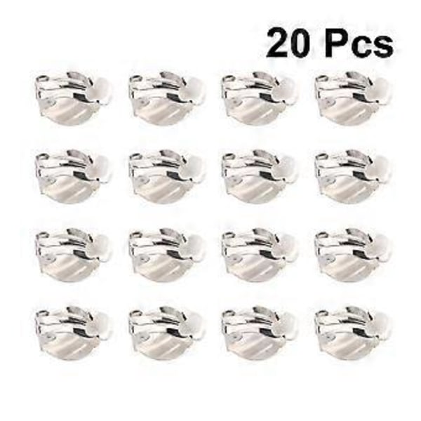 20 st Öronclips på Örhängen Omvandlare Platt Rund Örhänge Komponenter Smyckesverktyg för DIY Örhängen Icke Hål i Öronen (10mm, Silver)