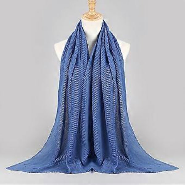 Chiffon-sjal för kvinnor och flickor - Muslimsk sjal för födelsedag, bröllop, Eid al-Fitr, Shahadah, Ramadan-bön (16 denimblå)