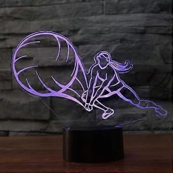 3D Volleyboll Nattlampa LED-lampa Illusion 7 Färgväxlande Touch Switch Bordsskiva Dekorationslampor Födelsedagspresent Akrylplatt ABS-bas USB Ca