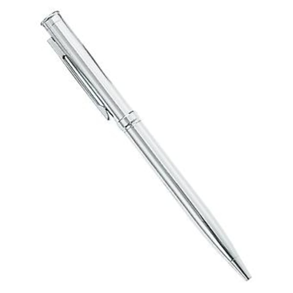 Ylellinen metallinen kuulakärkikynä 2-in-1 Stylus-kynä Kierrettävä kannettava täytettävä (hopeapinnoitus)