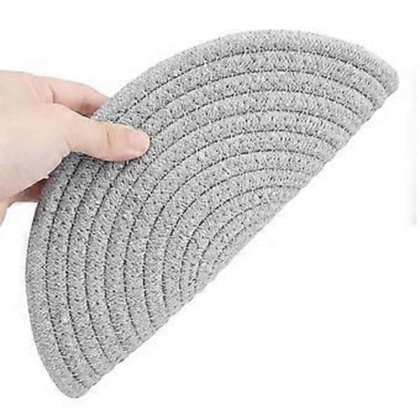 Puuvillainen pyöreä käsintehty astia-alusta, käsintehty tabletti, neulepehmuste (30cm, vaaleanharmaa)