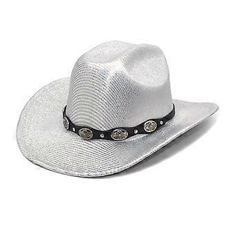 Glittrande Cowboyhatt Riddarhatt för Möhippa Riddarhatt Mångsidig för Klubbscen Bar Silver(Silver)