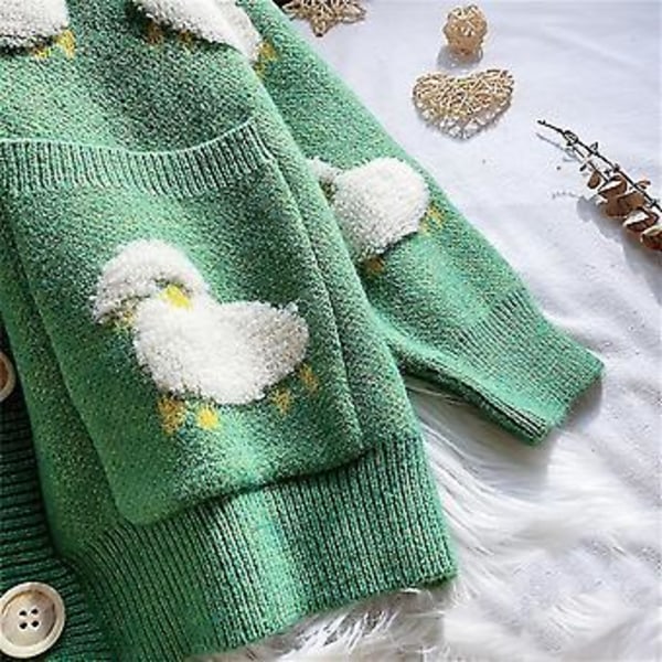 Kvinner Casual Lang Ermet Stripete Patchwork Lang Cardigan Topper Bluse Frakk (Grønn)
