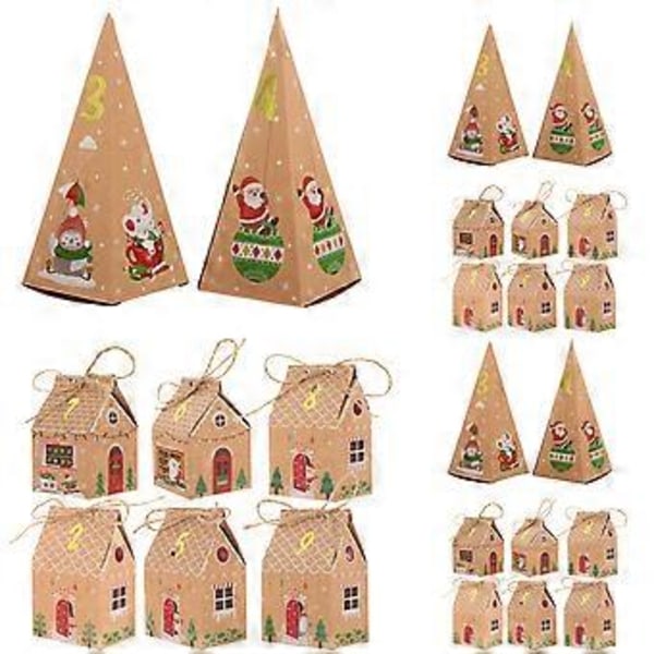 1 Sett Julekalender Gaveesker Jule Nedtelling Godteboks Tomme Kalender Gaveesker
