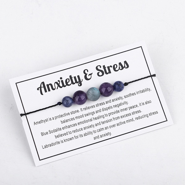Stenperle Vokslinje Armbånd Ametyst Glimtende Sten Kombination