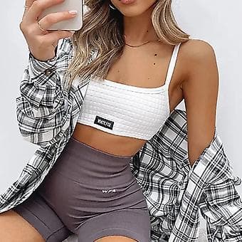 Dame Efterår Afslappet Skjorte Plaid Langærmet Cardigan (XL Sort) Black XL