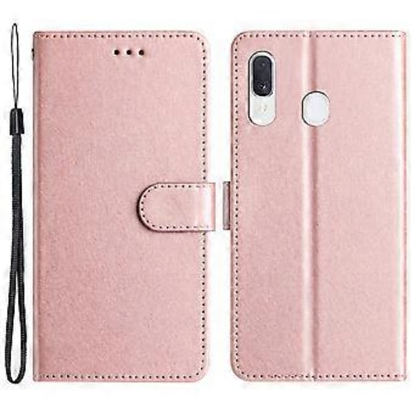 Til Samsung Galaxy A40 Wallet Case Telefon Stativ Cover Silke Struktur PU Læder Skal med Håndrem (Style A)