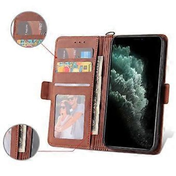 ABBCAS For iPhone 15 Myretekstur Telefonveske PU Lær Stativ Magnetisk Folio Lommebok Deksel (Stil A)