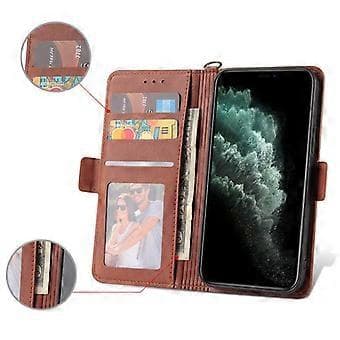 ABBCAS til iPhone 15 Ant Texture Telefoncover PU Læder Stand Magnetisk Folio Pung Cover (Stil A)