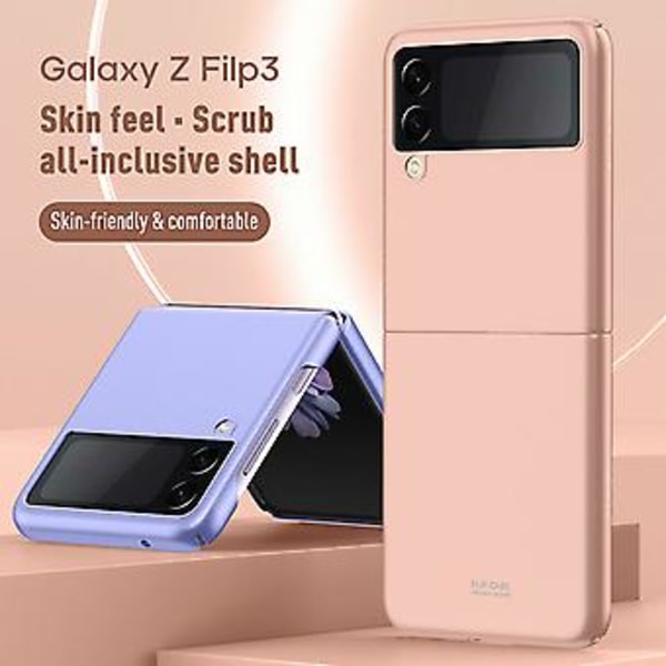 Vikbart skal för Samsung Galaxy Z Flip 3 5G Stöttåligt Ultra Slim Hårt PC-skydd (Rosa)