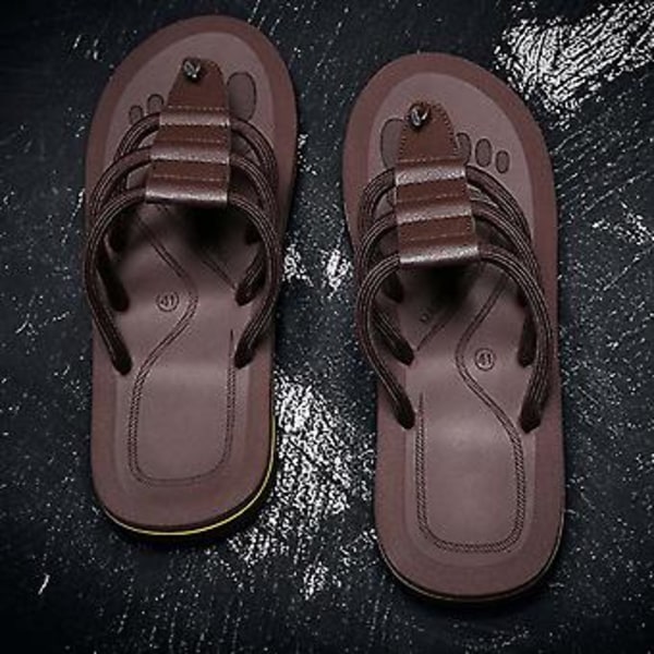 Afslappede klip-tå sandaler til mænd, komfortable skridsikre udendørssko til vandring (40 Kaki)
