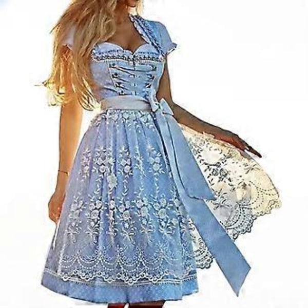 s-3xl Naisten Oktoberfest-asu Saksalainen Dirndl-mekko Baijerilainen Karnevaalimekko (L Vaaleansininen)