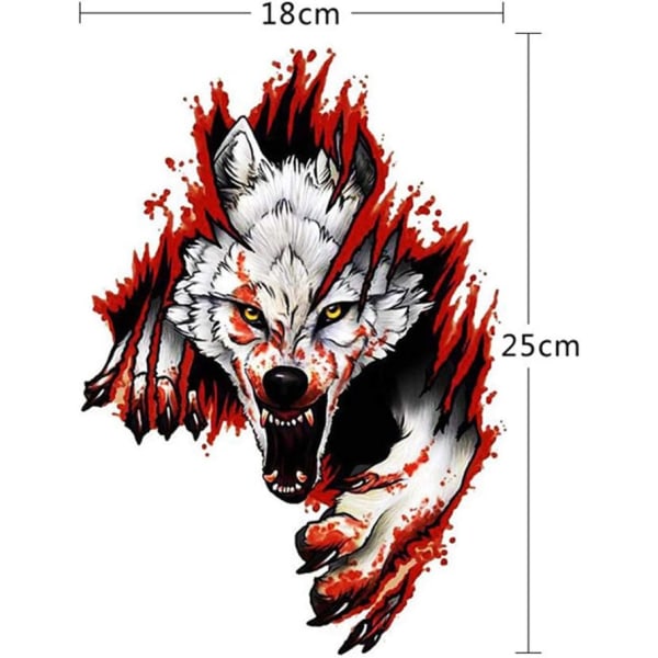 Høyre sint ulv bil klistremerke, ulv bil klistremerke 3D bil ulv H