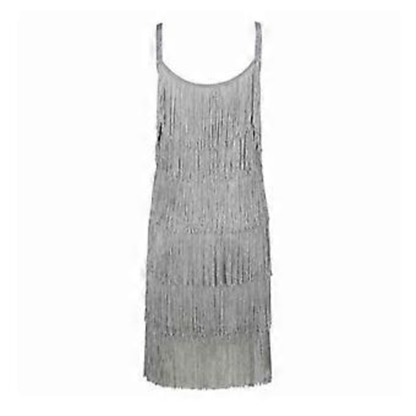 Cocktailkjole Pandebånd Great Gatsby 1920'erne Frynser Flapper Party Tassel Mode (M Grå)