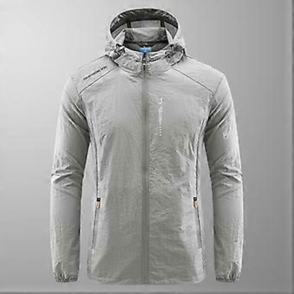 Sommar Utomhus Snabbtorkande Solskyddande Tunn Jacka Herr Vandring Fiske Cykling Huva Gym Sport Vindjacka Ultralätt Kappa (XXXL mörkblå)
