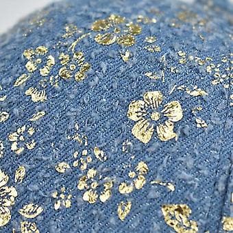 Baseballcaps for kvinner, blomstermønster, gulltrykk, brodert hatt, semsket snapback-stropp (Blå)