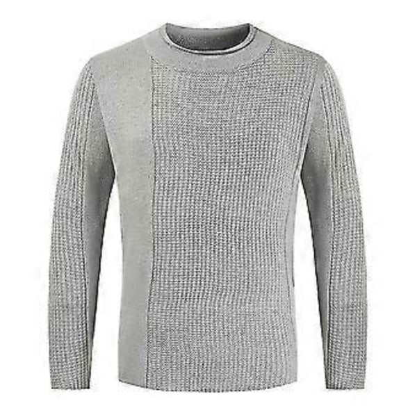 hmwy-men langermet avslappet genser strikket genser strikkeplagg skjorte topp (1XL Lys Grå)