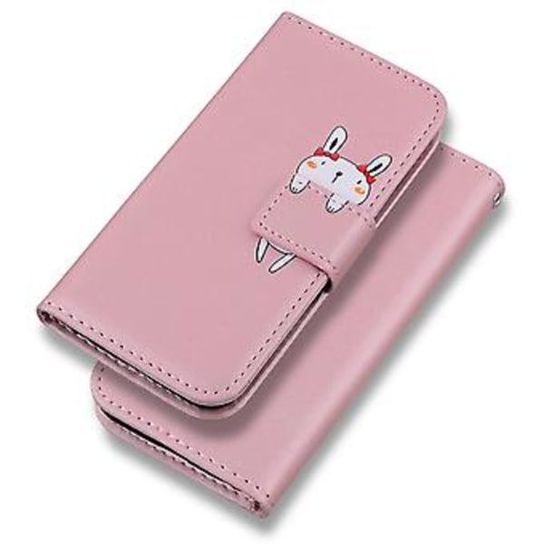 Telefonfodral med björnmönster för Redmi Note 10 Pro med kortfack, snodd, PU-lädermaterial, plånboksfunktion, hörnfallskydd (Roséguld)