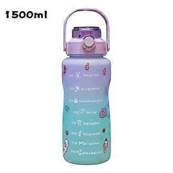 Gradient Vandflaske BPA-fri 1,5/2L Drikkeflaske med Sugerør til Fitness (1500ml Gradient Lilla)