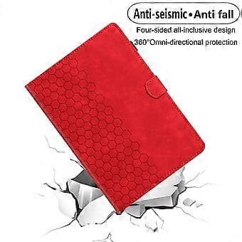 Preget PU-etui for Samsung Galaxy Tab A9 (Rød)