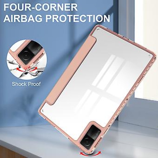 Lær Smart Tabletveske For Xiaomi Redmi Pad 10.6 (Rosegull)