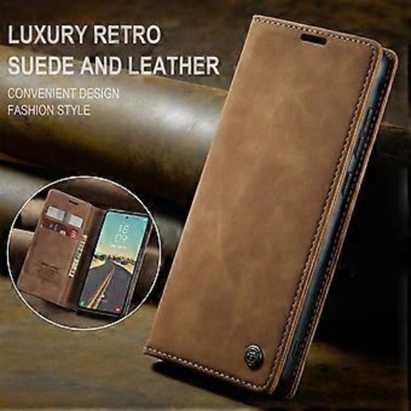 CASEME 013-serie For Samsung Galaxy S23 FE Etui i PU-lær med stativ og folio-design
