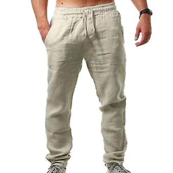 Män Linne-look Byxor Yoga Lösa Baggy Semester Strandbyxor (XL khaki)