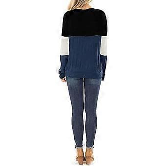 Langærmede tunikaer til kvinder, farveblok, udskåret sweatshirt, løstsiddende toppe