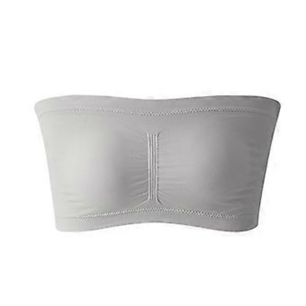 Joustavat olkaimettomat push-up-rintaliivit, saumattomat joustavat topatut bandeau-tuubitoppi-rintaliivit naisille (6XL harmaa)