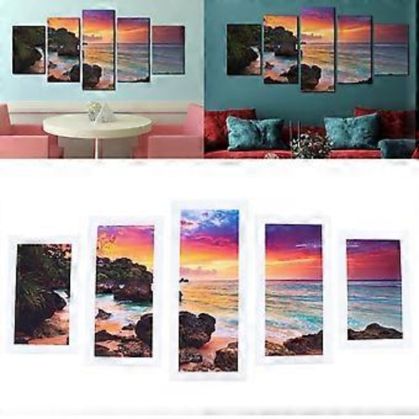 5 st Ramlös Målning Strand Canvas Väggkonst Konstverk Bilder för Vardagsrum Sovrumsinredning