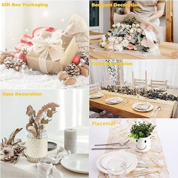 1 stk. Guld Net Bordløber 28cm×15m Skinnende Organza Net Bordløber