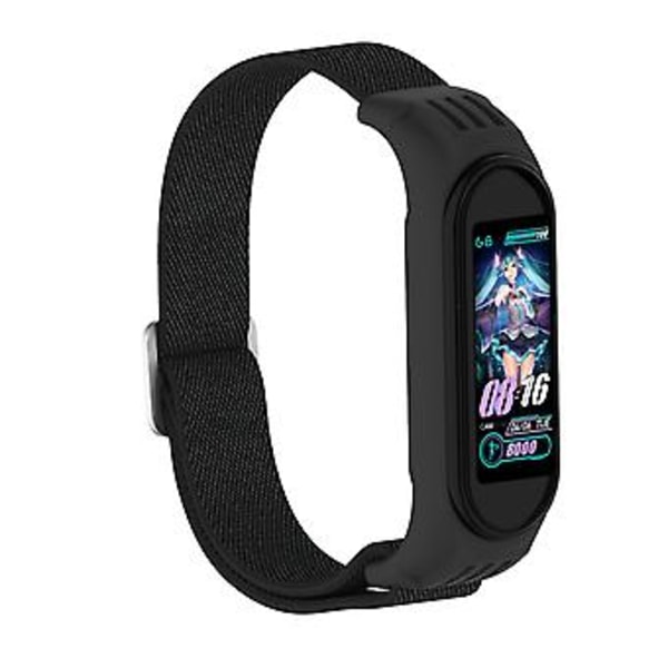 Til Xiaomi Mi Band 3 / 4 / 5 Twill 8-formet Spænde Urrem (Sort)