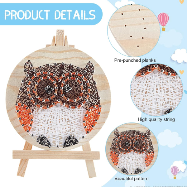 20cmx20cm Ugle Strengekunst Kit Håndværk Cupcake DIY Søm Strengekunst Kit til Voksne Børn Begynder Krøllet L