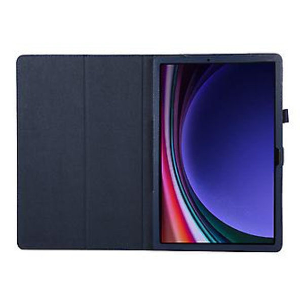 Tabletskal i Litchi-struktur för Samsung Galaxy Tab S9+ (Mörkblå)