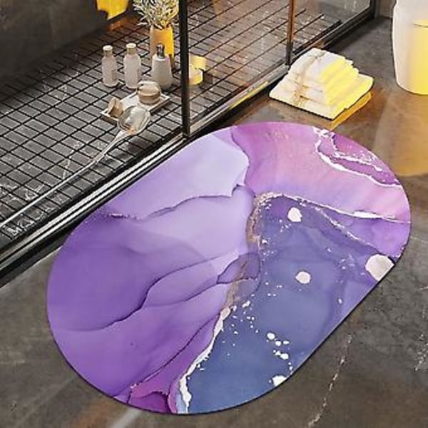 Lilla Marmor Badematte Tepper Baderom Gulvmatte Super Absorberende Ultratynn Lav Profil Sklisikker Hurtig Tørkende Vaskbar Teppe For Foran Badekar, Dusj