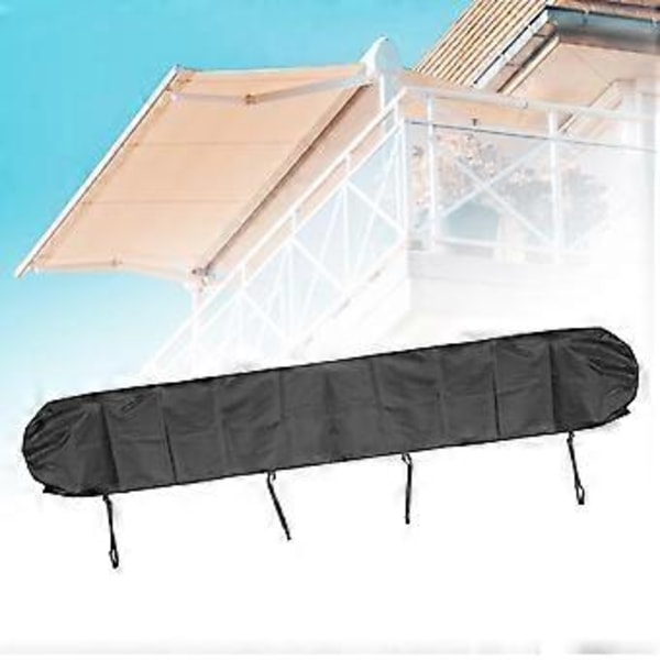 Markisedeksel, Vanntett Solbeskyttelse Markise Oppbevaringspose Oxford Stoff Sammenleggbar Markise Baldakin Ly for Utendørs Terrasse, Bakgård (350CM Svart)