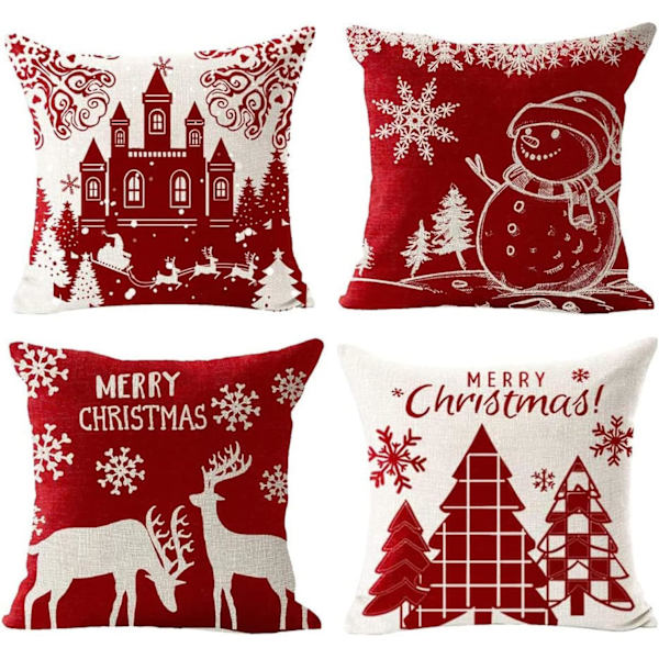 4 stk putetrekk Thanksgiving Merry Christmas dekorasjon