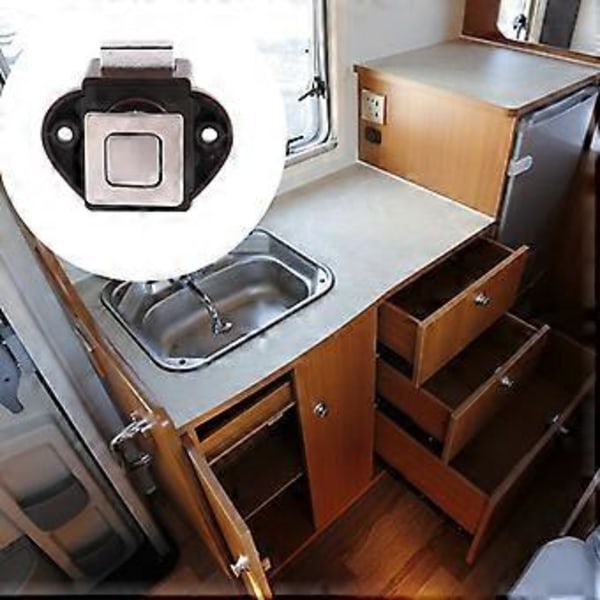 Tryckknapp för spärr RV-skåp Nyckelfri entré Skåplås 20mm Kvadratisk knapp (Brun botten nickelring)