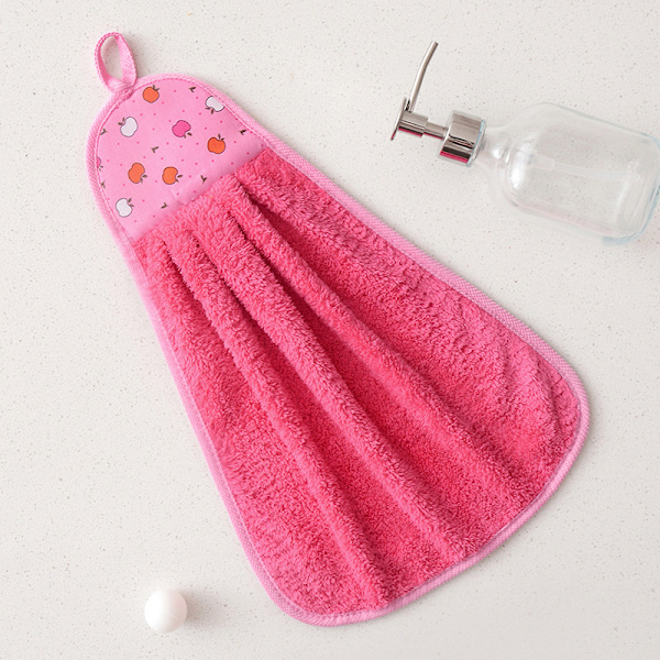 Sæt med 5 bløde håndklæder til køkken eller badeværelse, koral fleece T