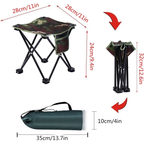 2-pack hopfällbar pall, bärbar support, upp till 150 kg, Mini O