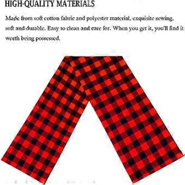 Buffalo Check Bordløber Bomuld Rød og Sort Tartan Klassisk Stilfuld Design til Familiemiddag Jul Ferie Fødselsdagsfest Bord Hjem Dekoration