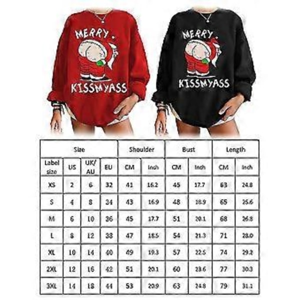 Sjov Julemand Langærmet Kostume Herre- og Dame Sweater Julemands Printet Sweatshirt (XS Sort)