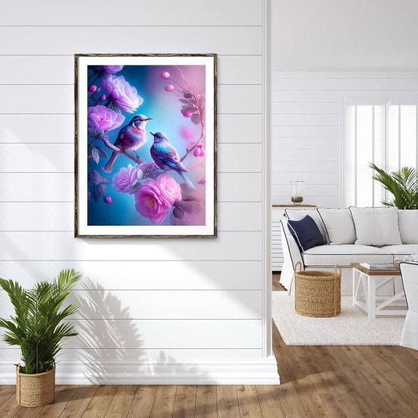 30*40cm 5D Timanttimaalaus, DIY-Kirjonta Ruusu Kukka ja Lintu D