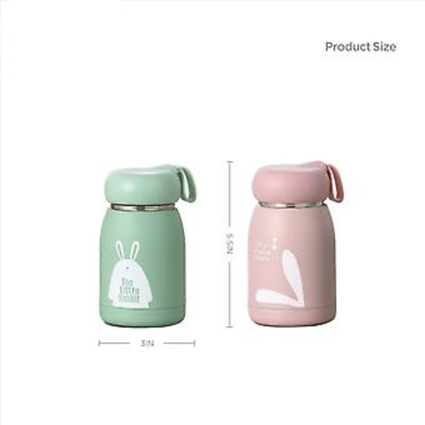 JUSCH Søt mini termos for barn i rustfritt stål, studentvannflaske, utendørs bærbar kopp 11OZ (grå) (WZ1455)