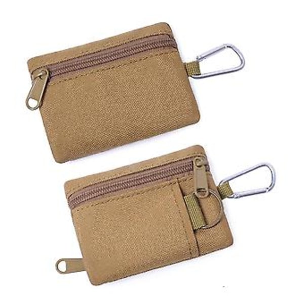Bärbar Myntväska Liten Växelväska Dragkedja Kortfodral Plånbok Mini Handväska (Khaki)