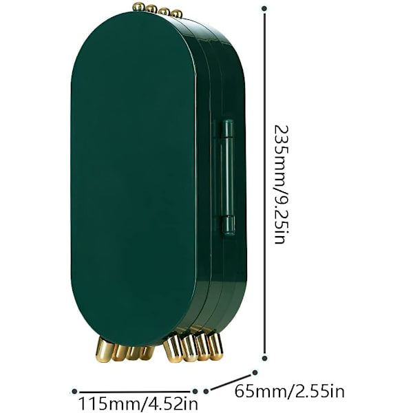 (grön) Fällbar smyckesdisplay, halsbandsdisplay med spegel, ABS smyckesdisplay