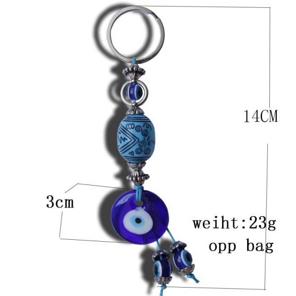 2 st Lucky Eye-nyckelring, hängande nyckelring Evil Eye Good Luck-nyckelring, blå turkiska amulettpärlor