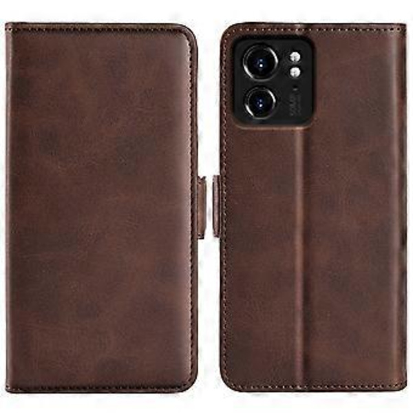 Horisontellt Vändbart Läderfodral För Motorola Edge 40 (Brun)