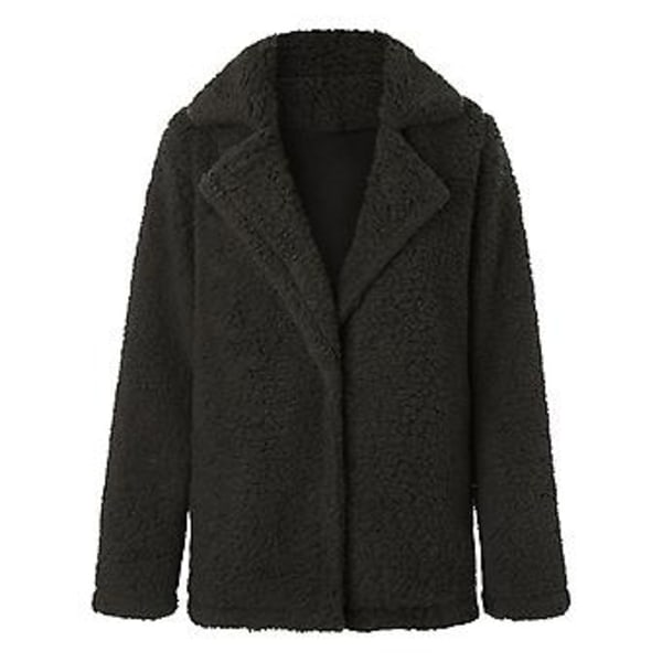 Dame Teddy Bear Fleece Fluffy Jakke Cardigan Frakke Yderbeklædning (S Mørkegrøn)