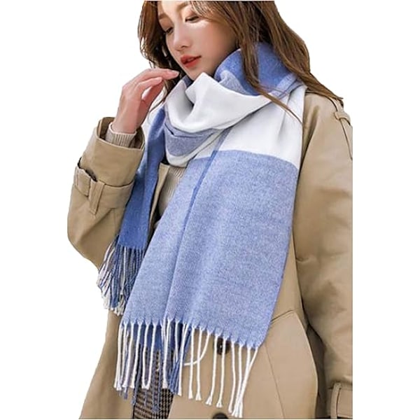 Dametøjsscarf Langt Sjal Vinter Tyk Varmt Strikket Stort Tartan Sjal